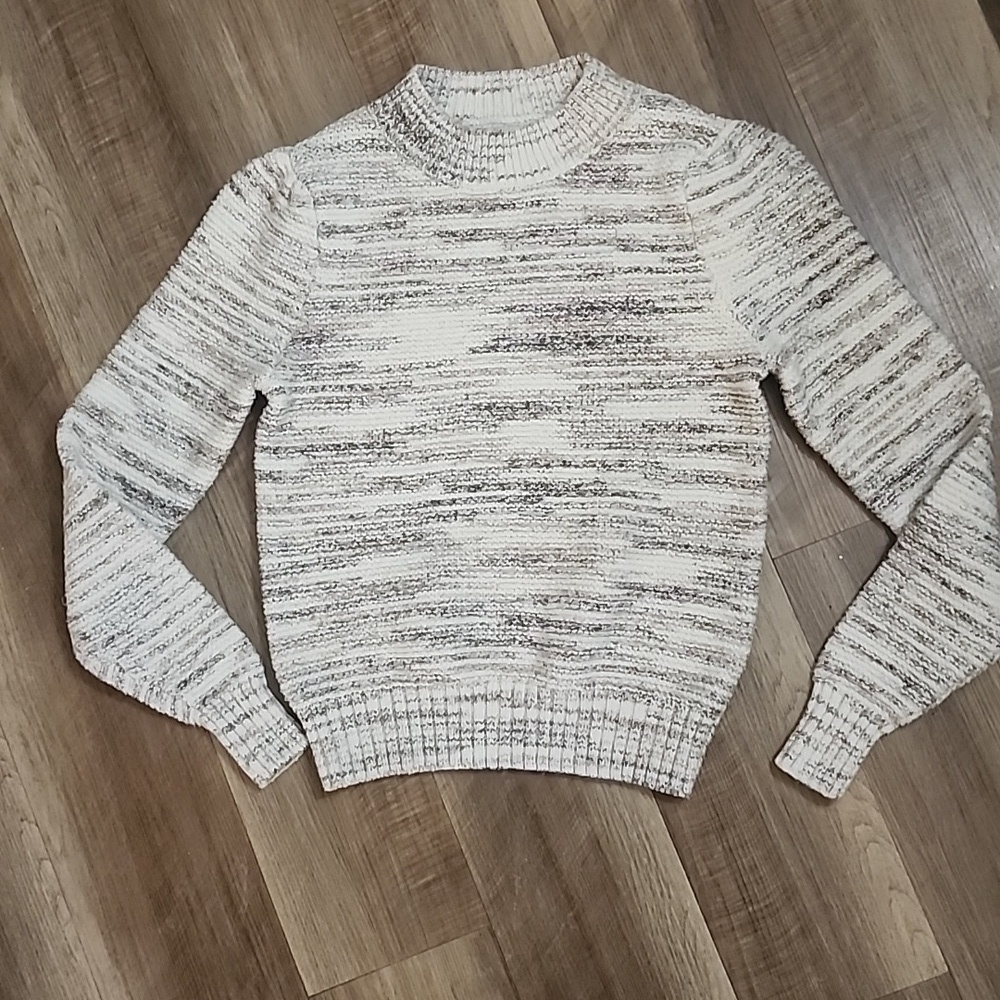 Evereve Cream Marled Knit Crewneck Sweater Size XS